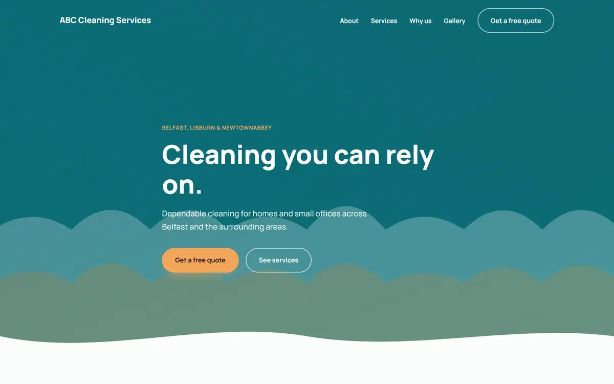 Example website design: home and garden services (sample content)