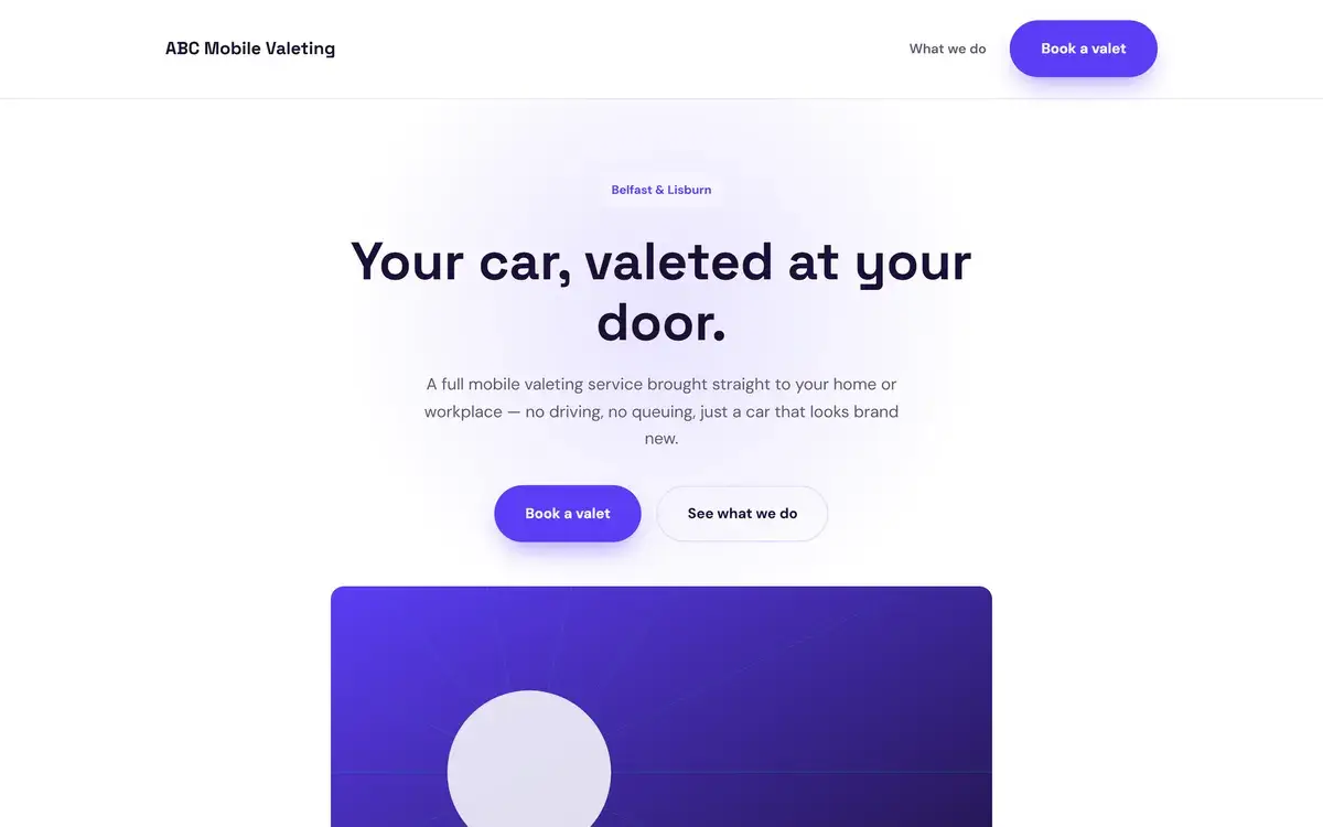 Example website design: modern, minimal layout (sample content)